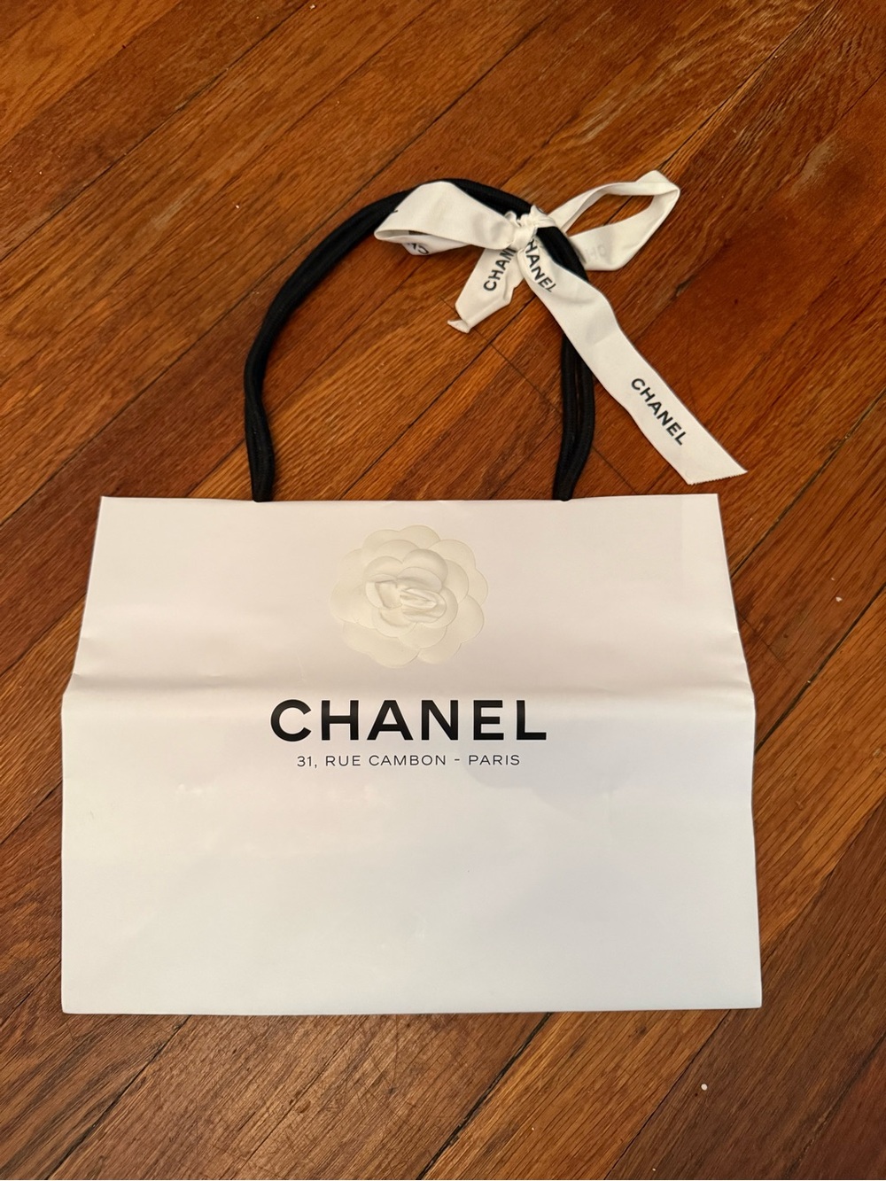 Chanel 31 Rue Cambon Paris Shopping Gift Bag with Ribbon & Camellia